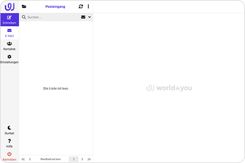 Screenshot von Webmail auf Desktop
