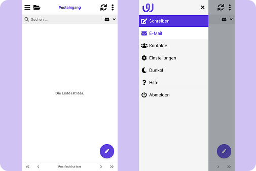 Screenshot von Webmail auf dem Handy